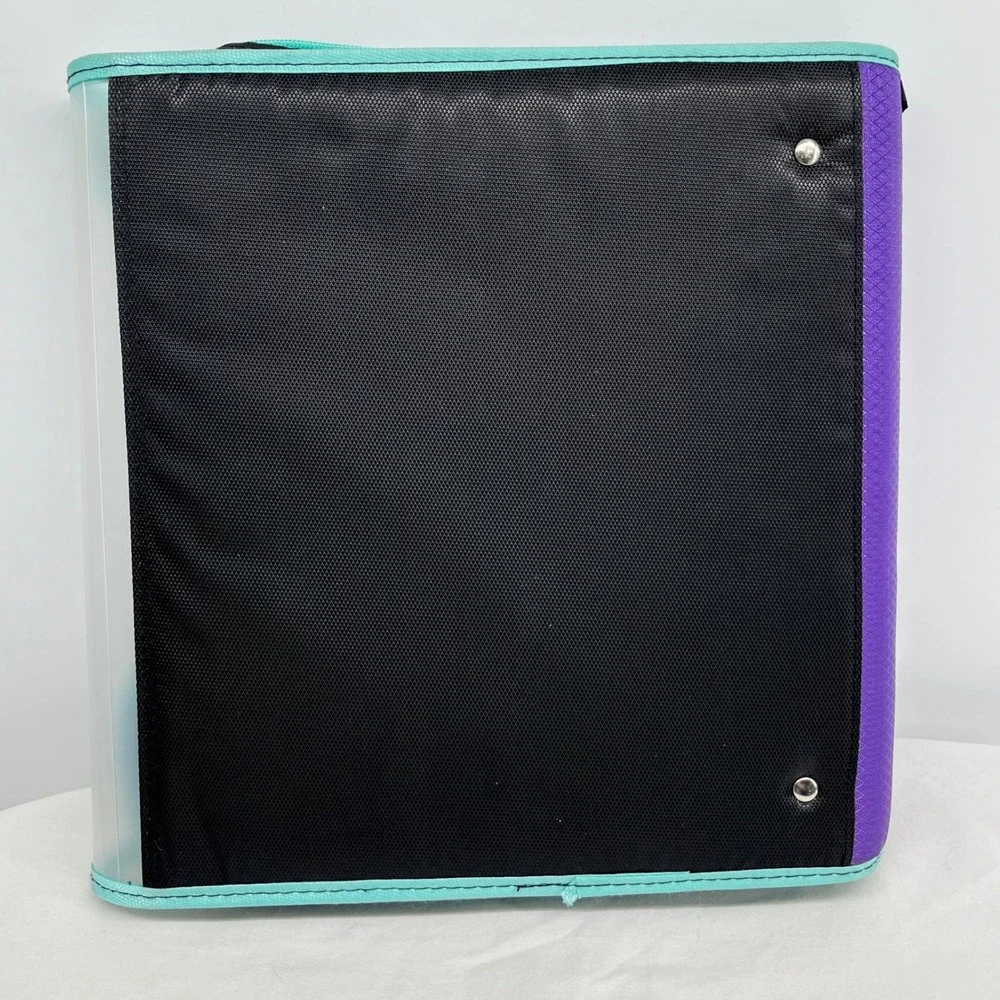 Five Star Zip Side Binder 3 Tab Expanding File Purple Black Teal 3-Ring Binder